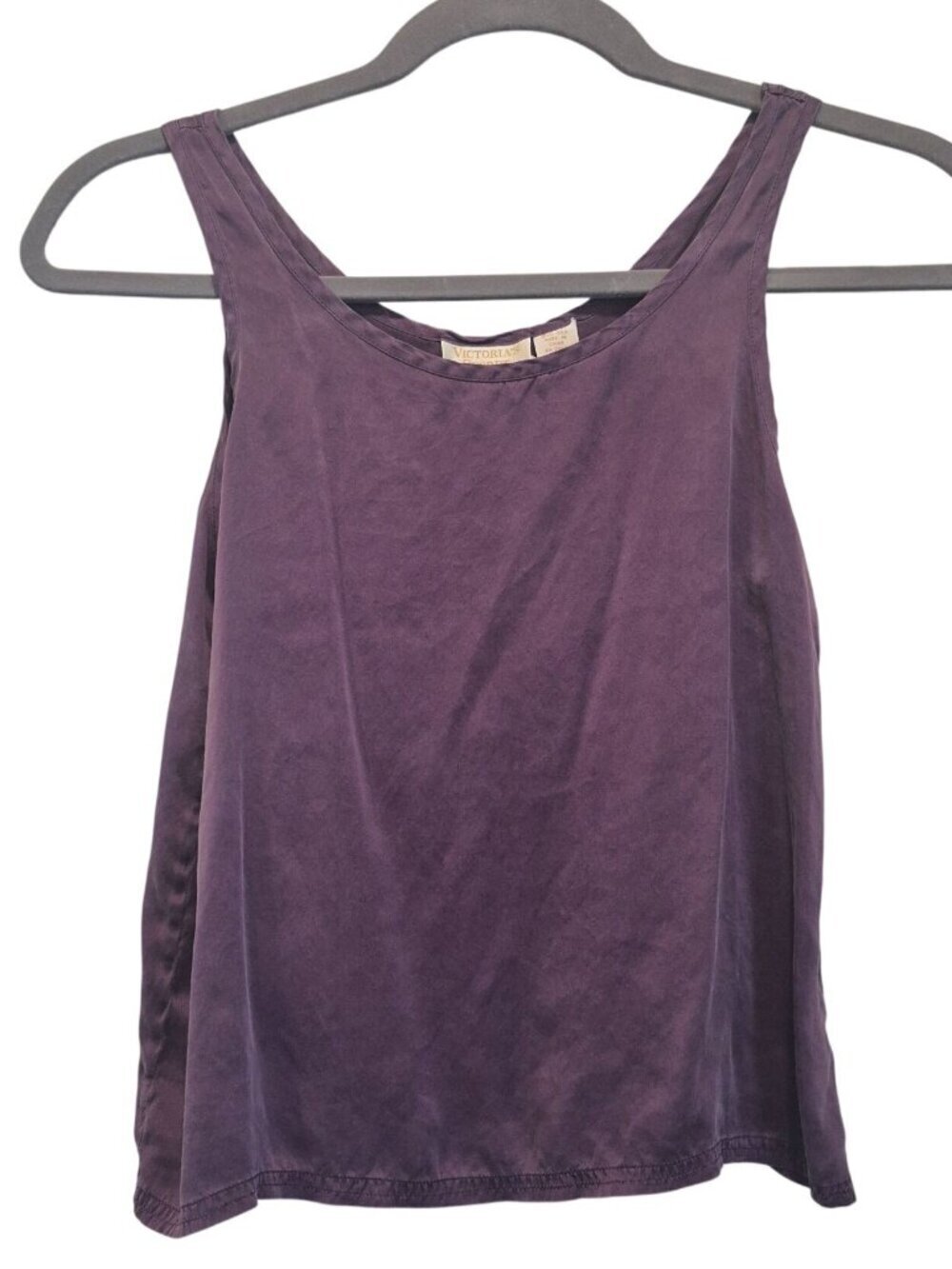 Victoria Secret Gold Label Silk Tank Top Purple Soft Sleep Vintage Women's Small